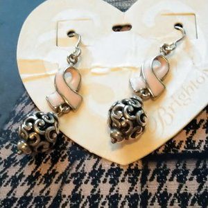Brighton Pink Ribbon Dangle Earrings NWT